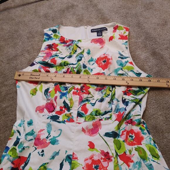 American Living Size 10 Floral Flower Print Dress Sleeveless Cotton Wedding - Picture 7 of 11